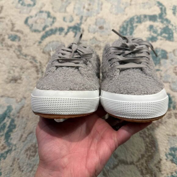 NWT Superga Ecru Faux Shearling Slip-On Lace Up Sneakers size 10 - Picture 6 of 9
